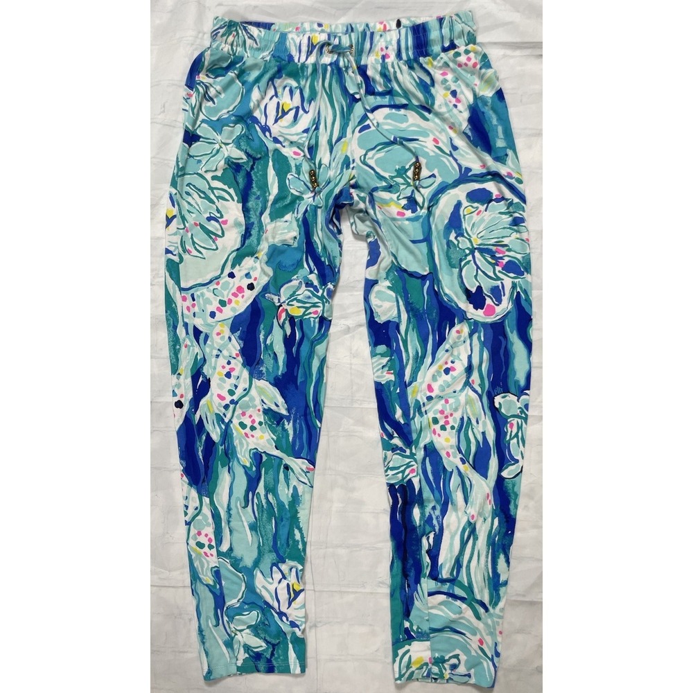 lilly pulitzer Lola Pants Blue Green Water Colors Angel Fish Women's Size‎ Small